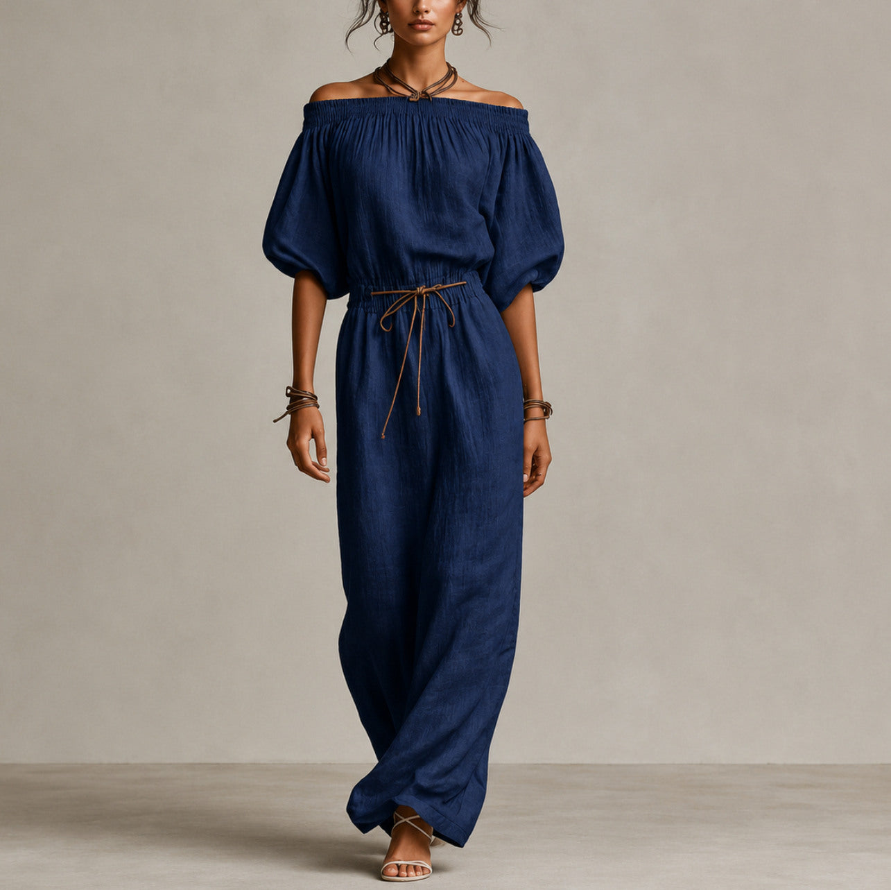 Gauze Off Shoulder Maxi Dress
