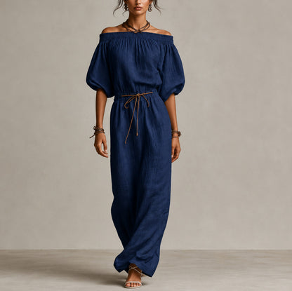 Gauze Off Shoulder Maxi Dress
