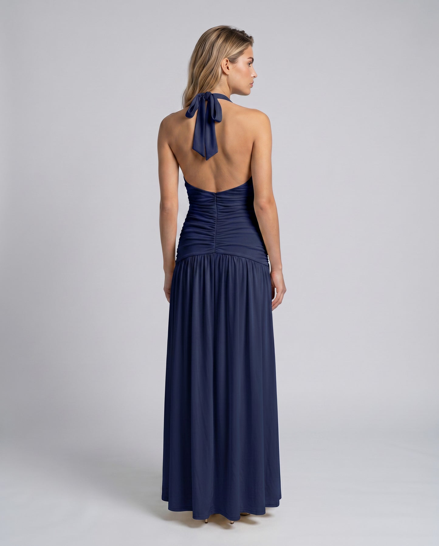 Chiffon Halter Slit Maxi Dress