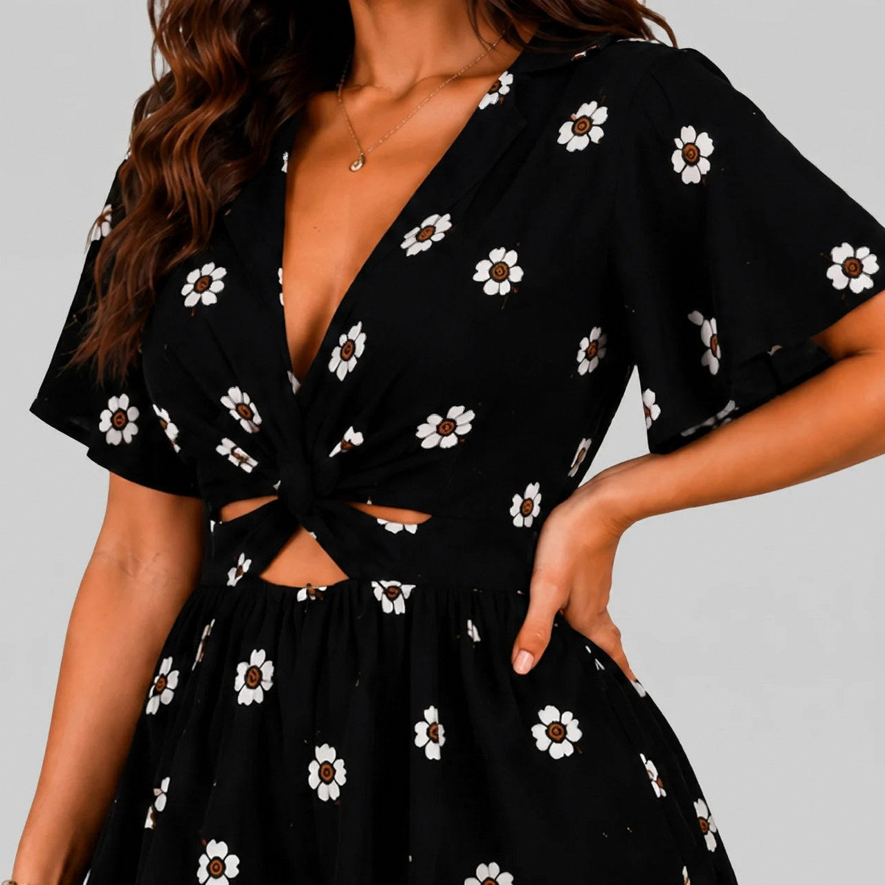 Floral Twist Front Romper