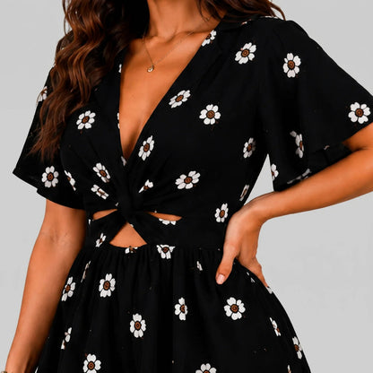 Floral Twist Front Romper