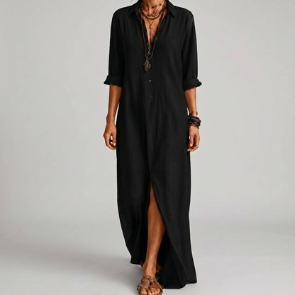 Linen Button Down Maxi Dress