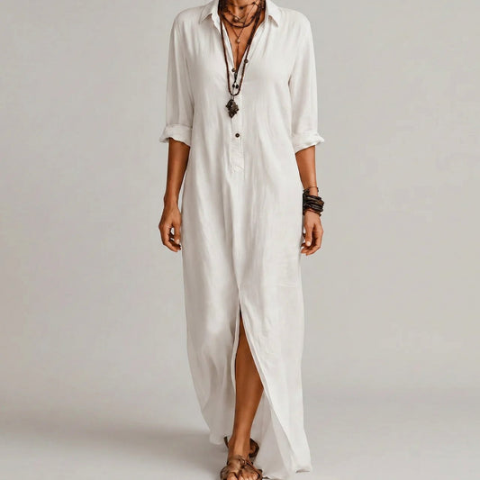 Linen Button Down Maxi Dress