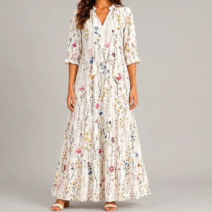 Ikat Puff Sleeve Maxi Dress