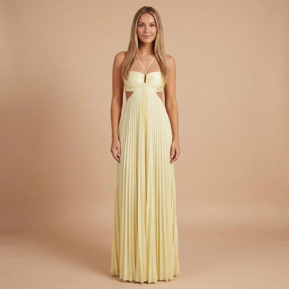 Halter Cutout Chiffon Maxi Dress