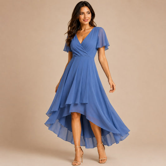 Chiffon High Low Midi Dress