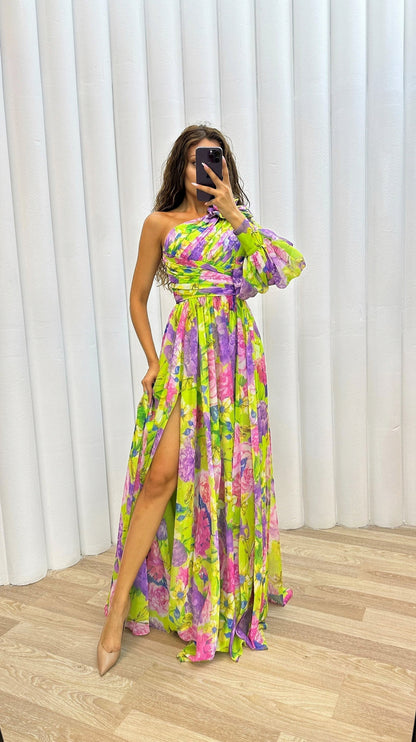 Floral One Shoulder Maxi Dress