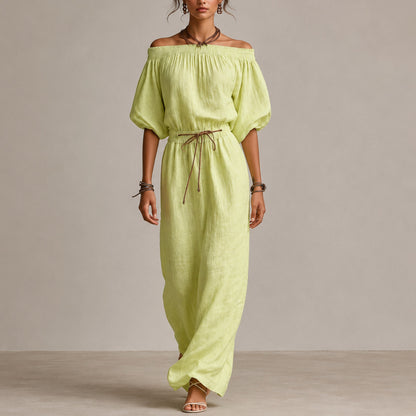 Gauze Off Shoulder Maxi Dress