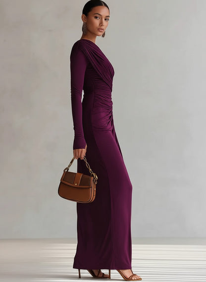 Satin One Shoulder Maxi Dress