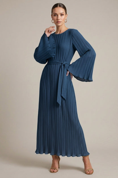 Long Sleeve Tie Waist Maxi Dress