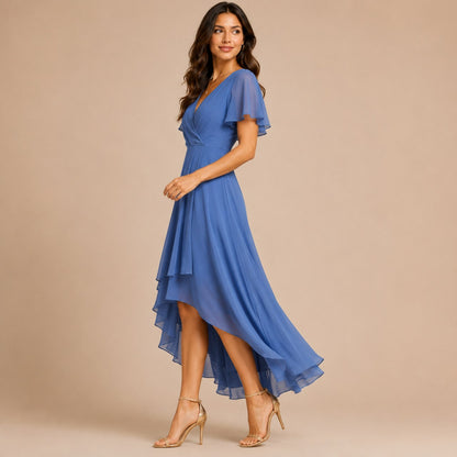 Chiffon High Low Midi Dress