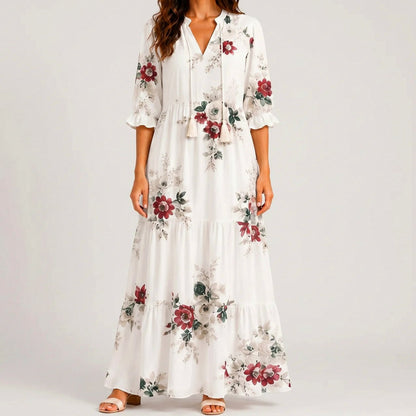 Ikat Puff Sleeve Maxi Dress