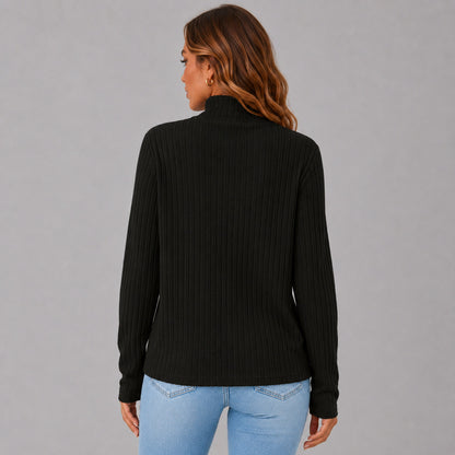 Knit Button Detail High Neck Sweater