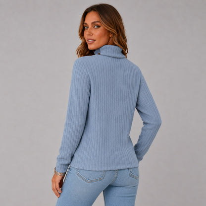 Knit Button Detail High Neck Sweater