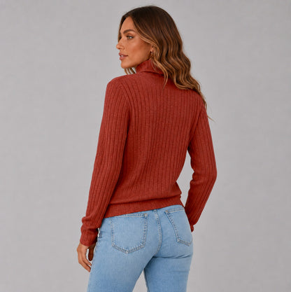 Knit Button Detail High Neck Sweater