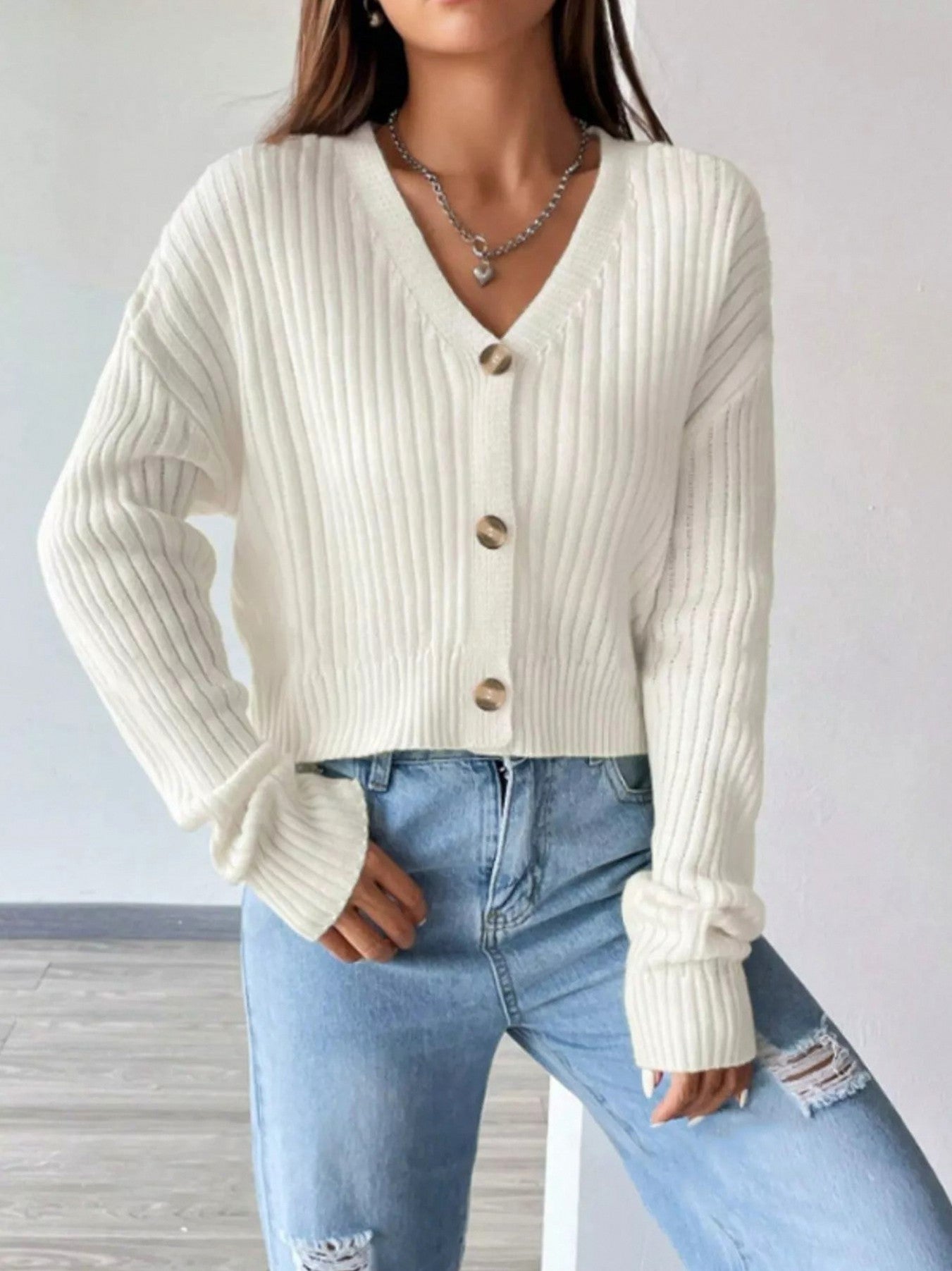 Knit Button Front Cardigan