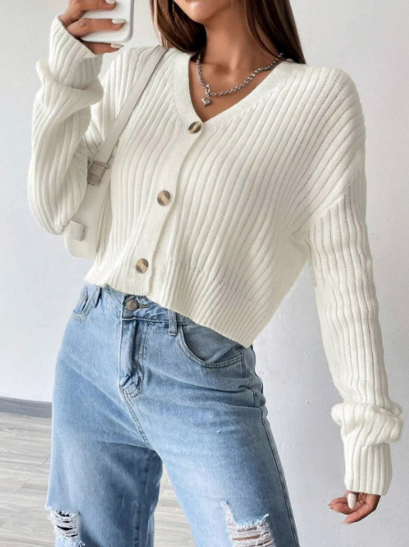 Knit Button Front Cardigan