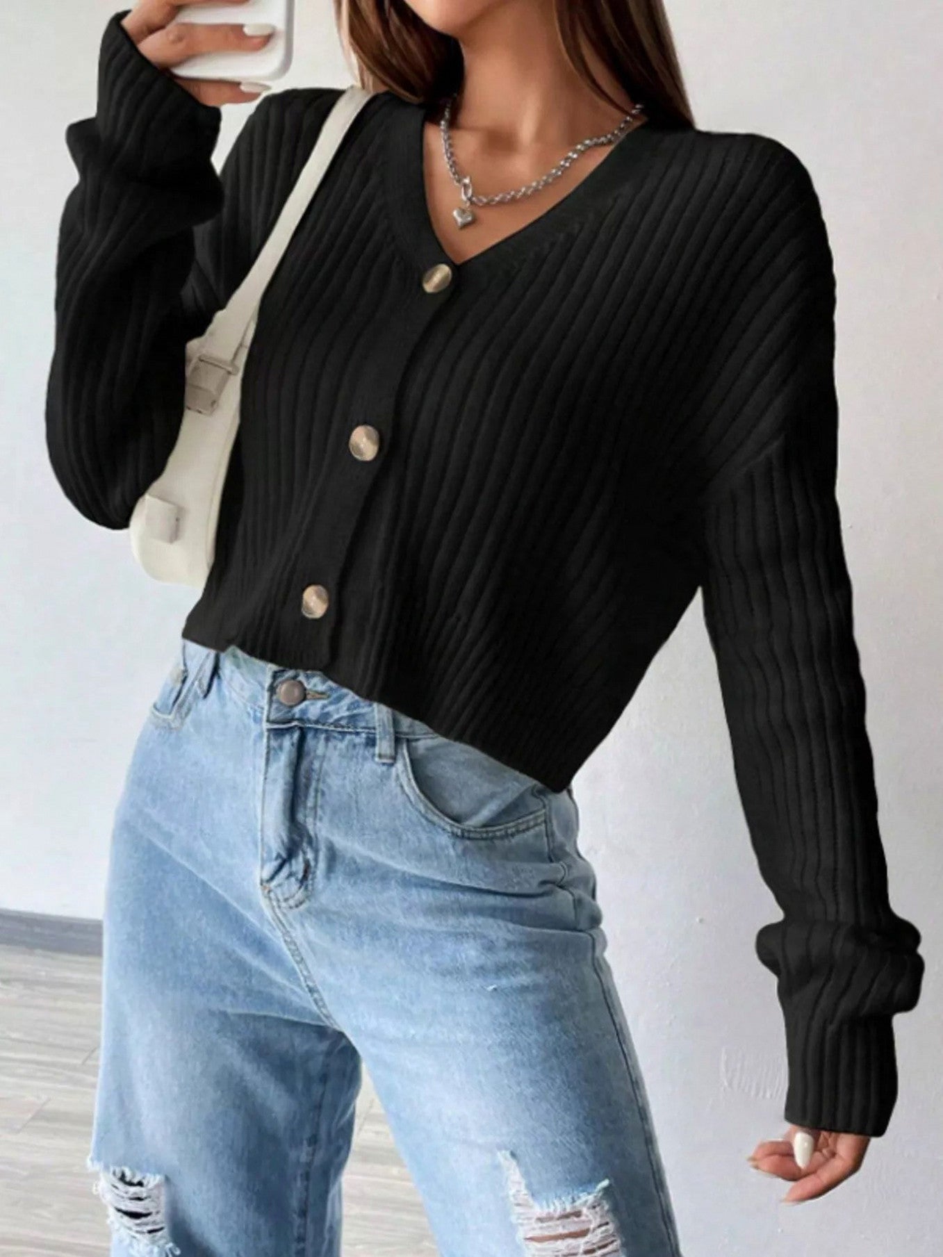 Knit Button Front Cardigan