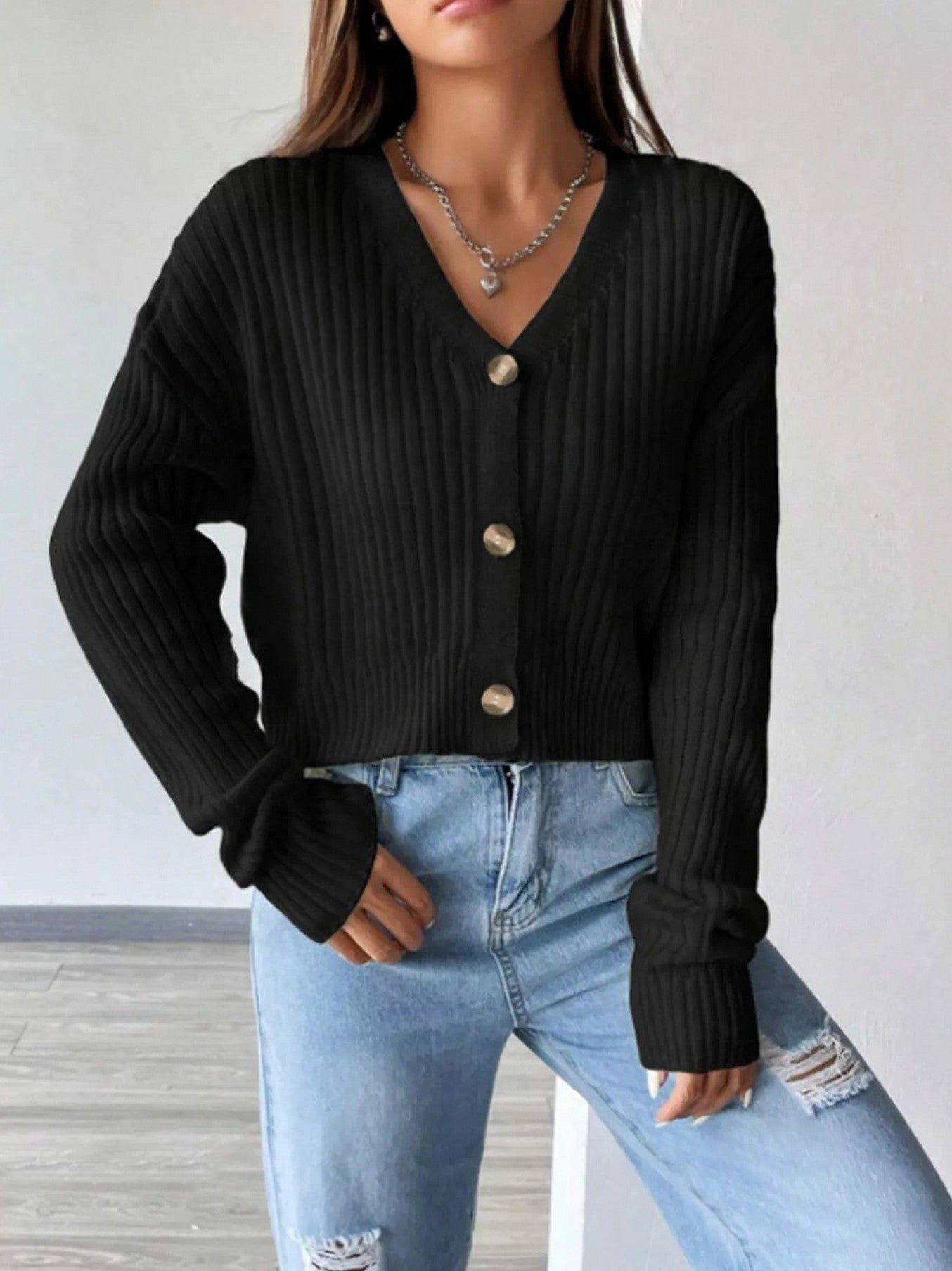 Knit Button Front Cardigan