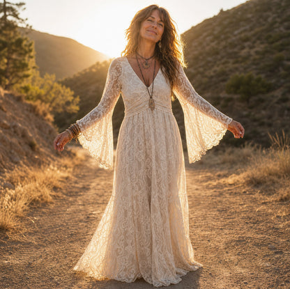 Lace Bell Sleeve Maxi Dress