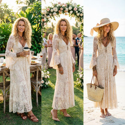 Lace Bell Sleeve Maxi Dress