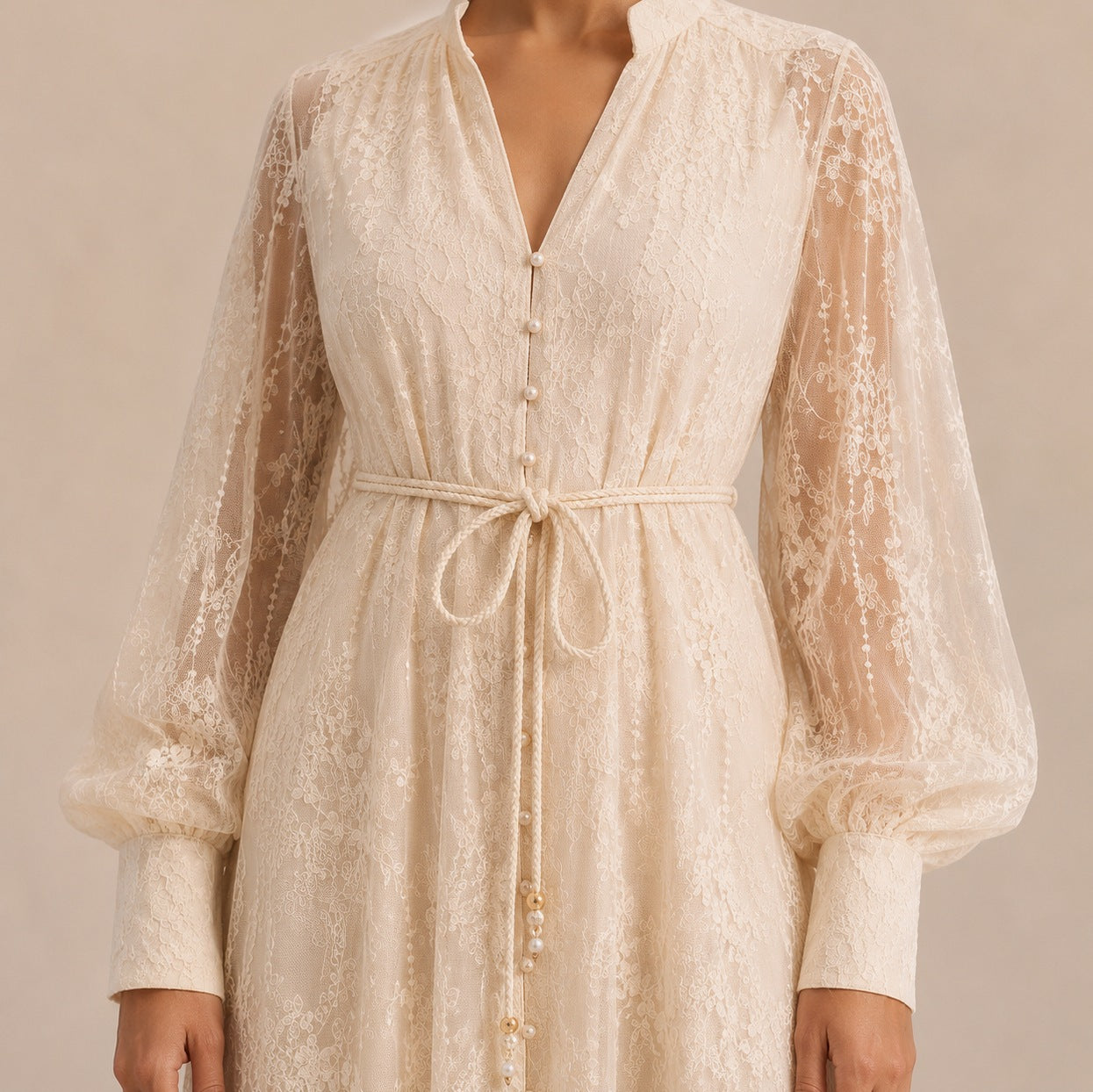 Lace Button Front Maxi Dress