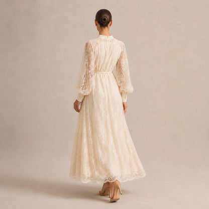 Lace Button Front Maxi Dress