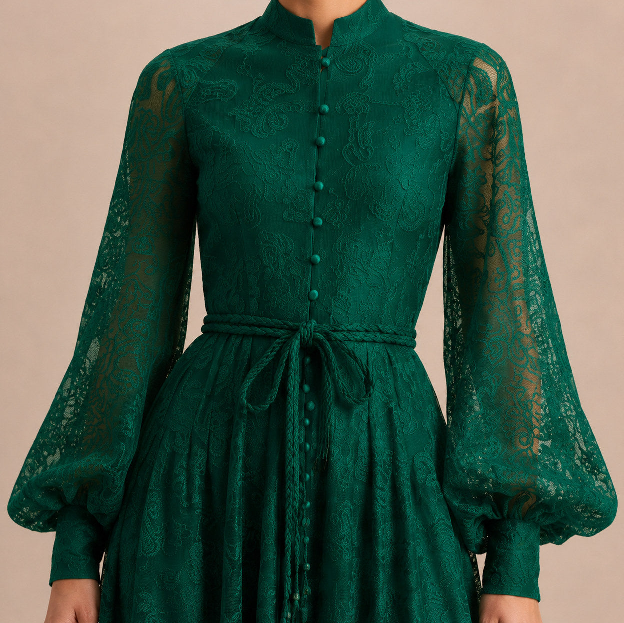 Lace Button Front Maxi Dress