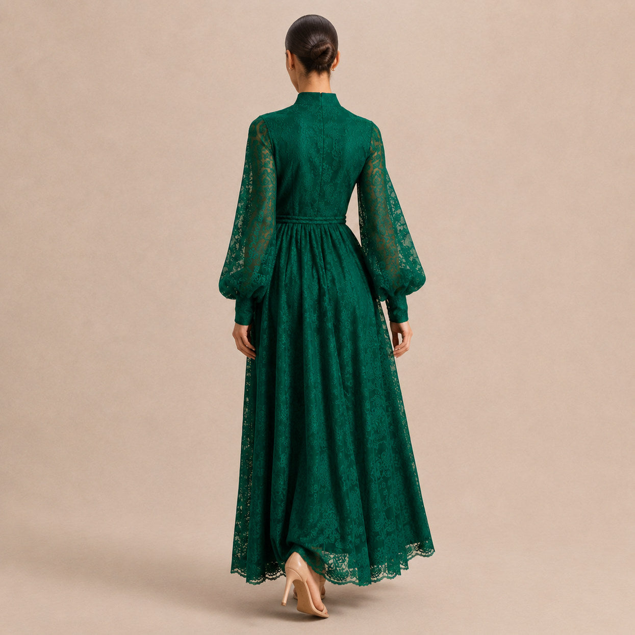 Lace Button Front Maxi Dress