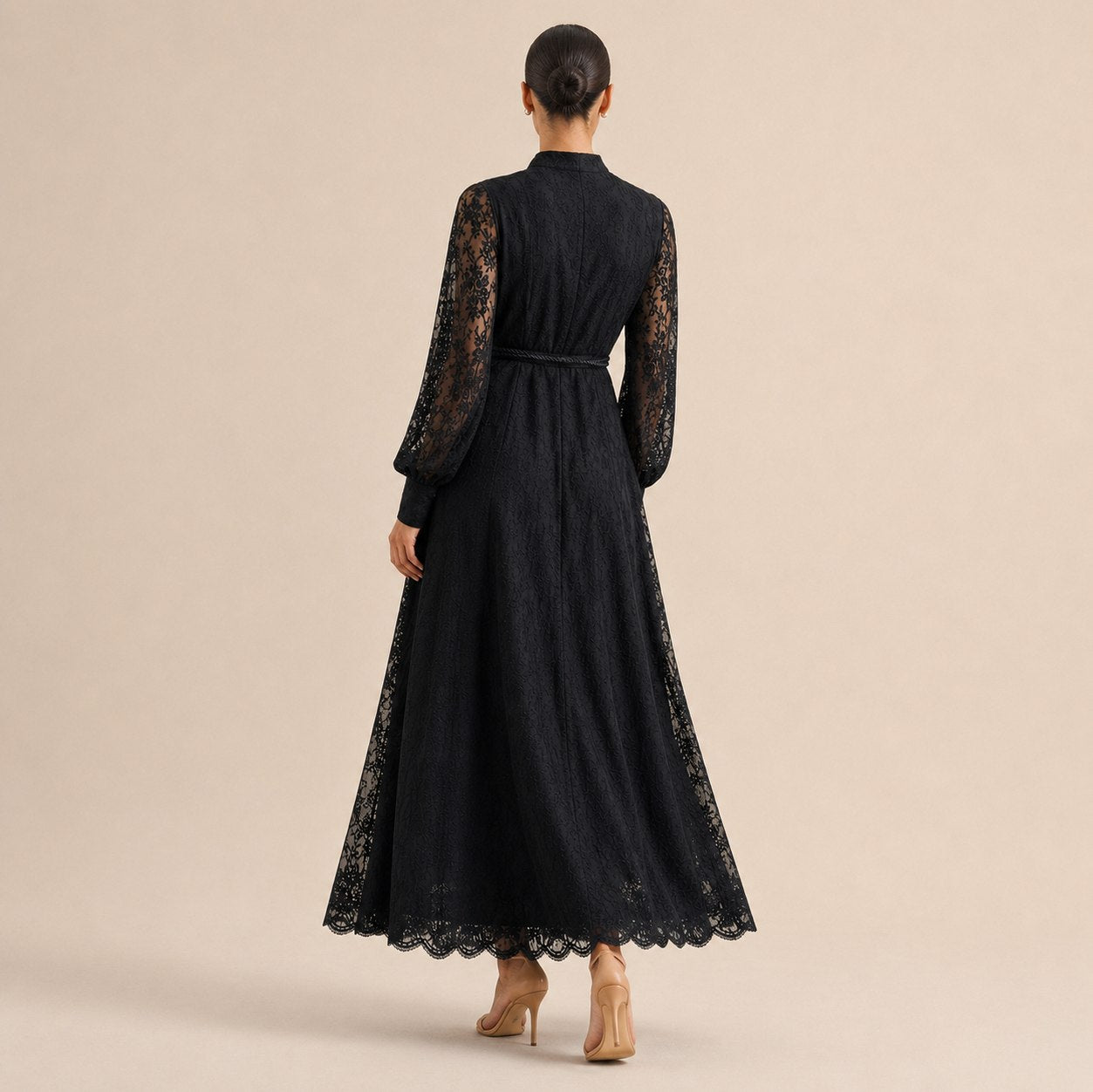 Lace Button Front Maxi Dress