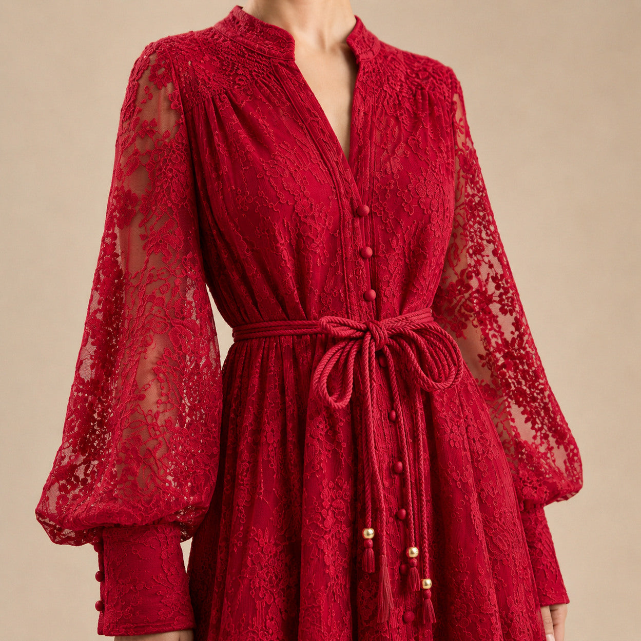 Lace Button Front Maxi Dress