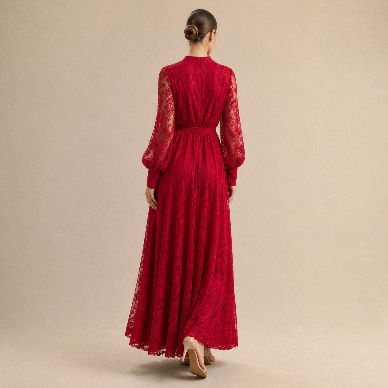 Lace Button Front Maxi Dress