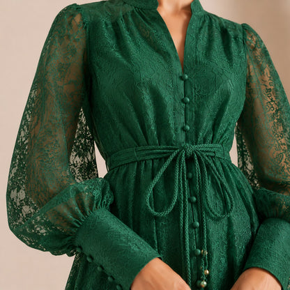 Lace Button Front Maxi Dress