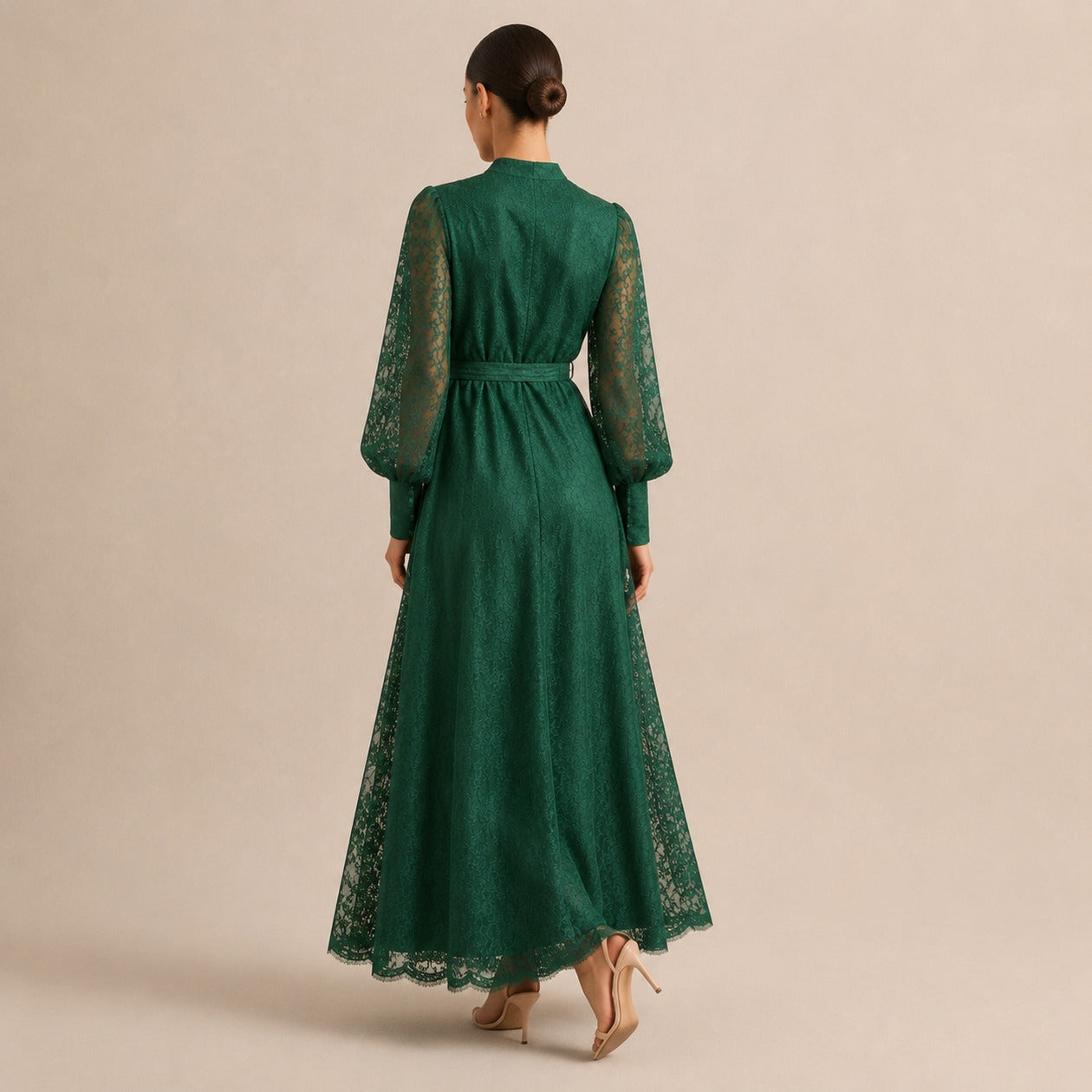 Lace Button Front Maxi Dress