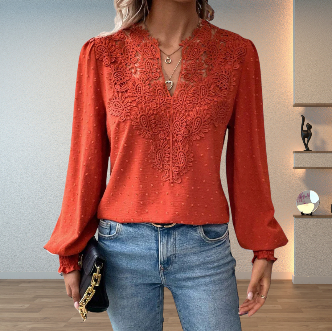 Lace Detail Long Sleeve Blouse
