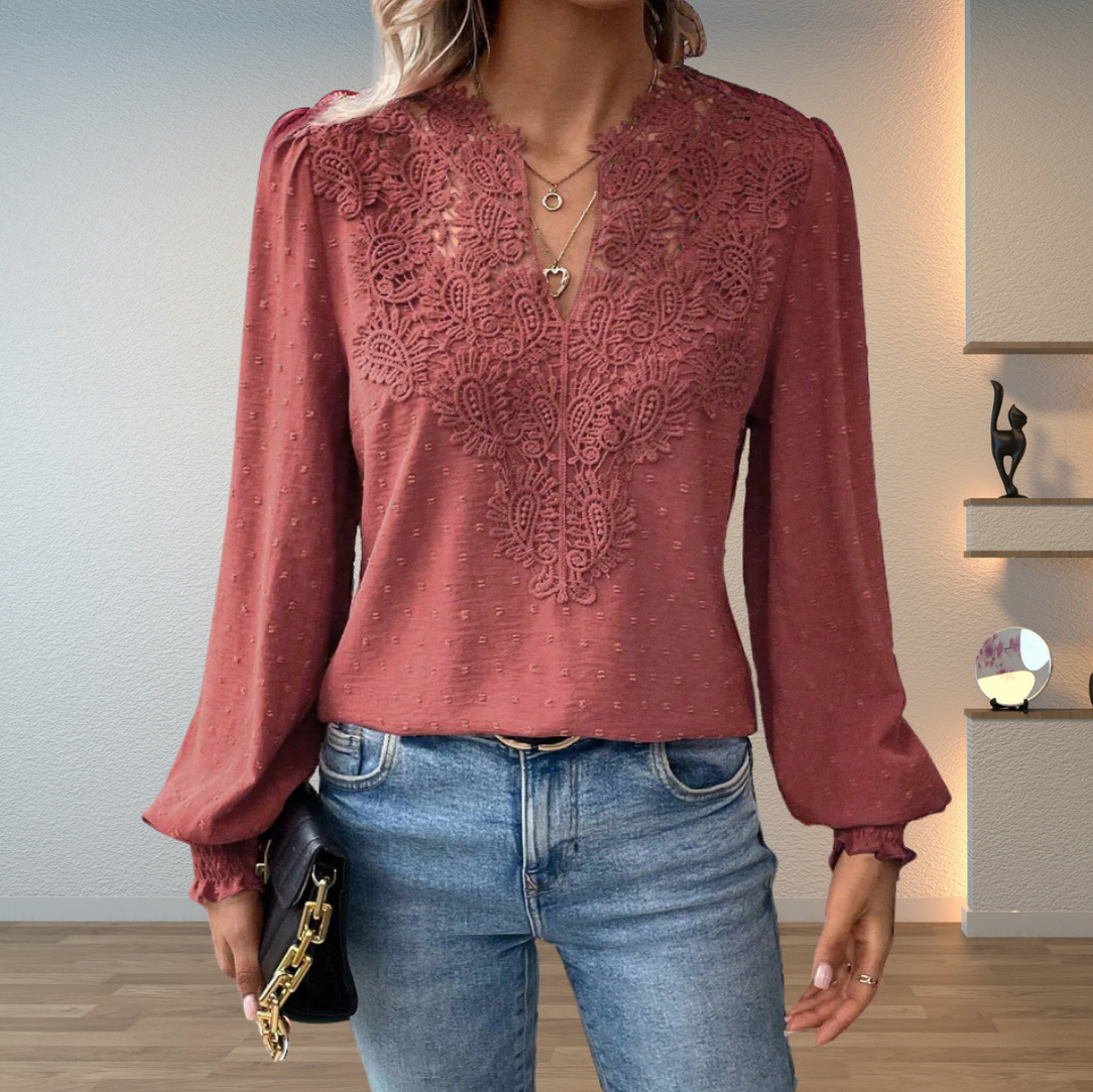 Lace Detail Long Sleeve Blouse