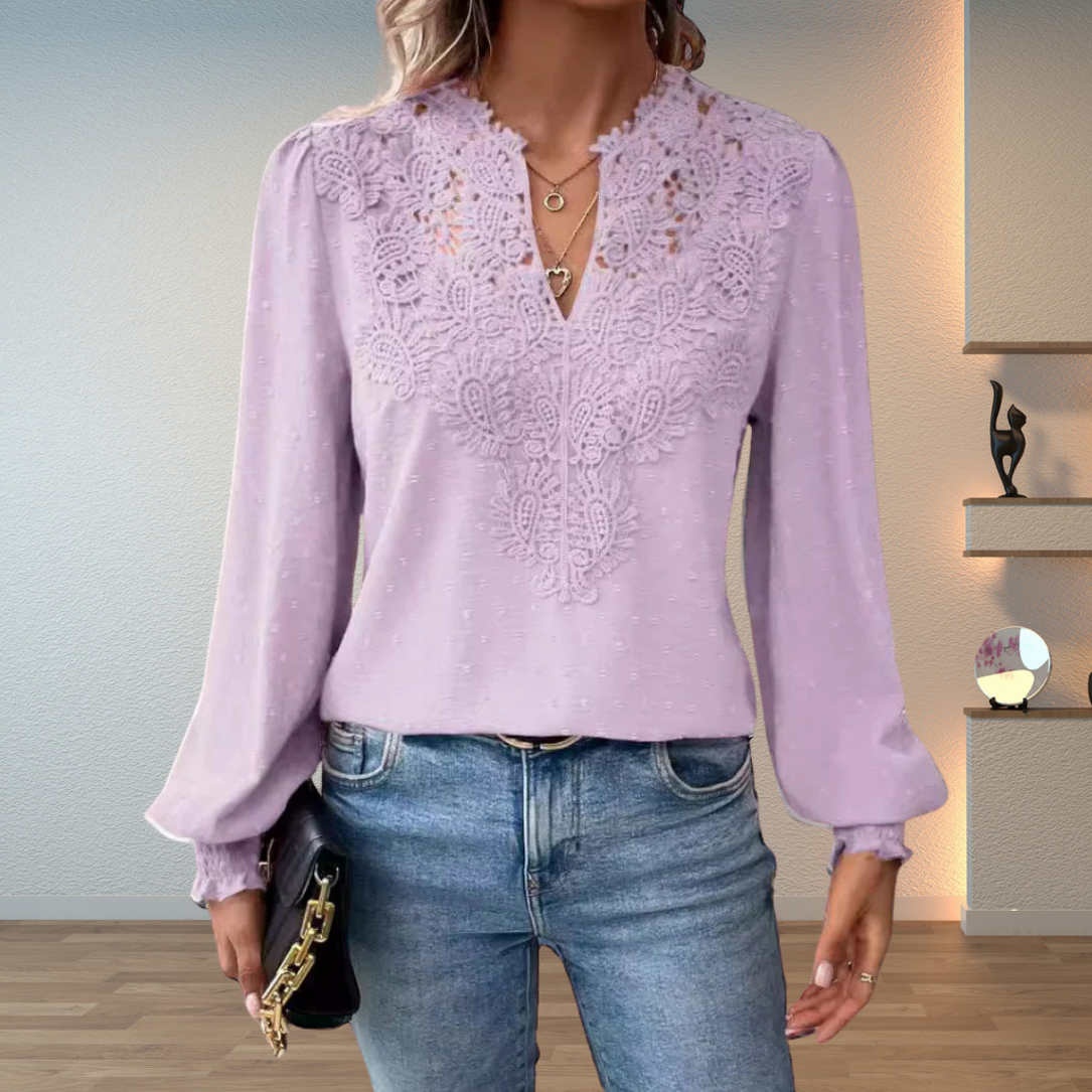 Lace Detail Long Sleeve Blouse