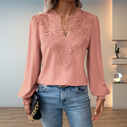 Lace Detail Long Sleeve Blouse