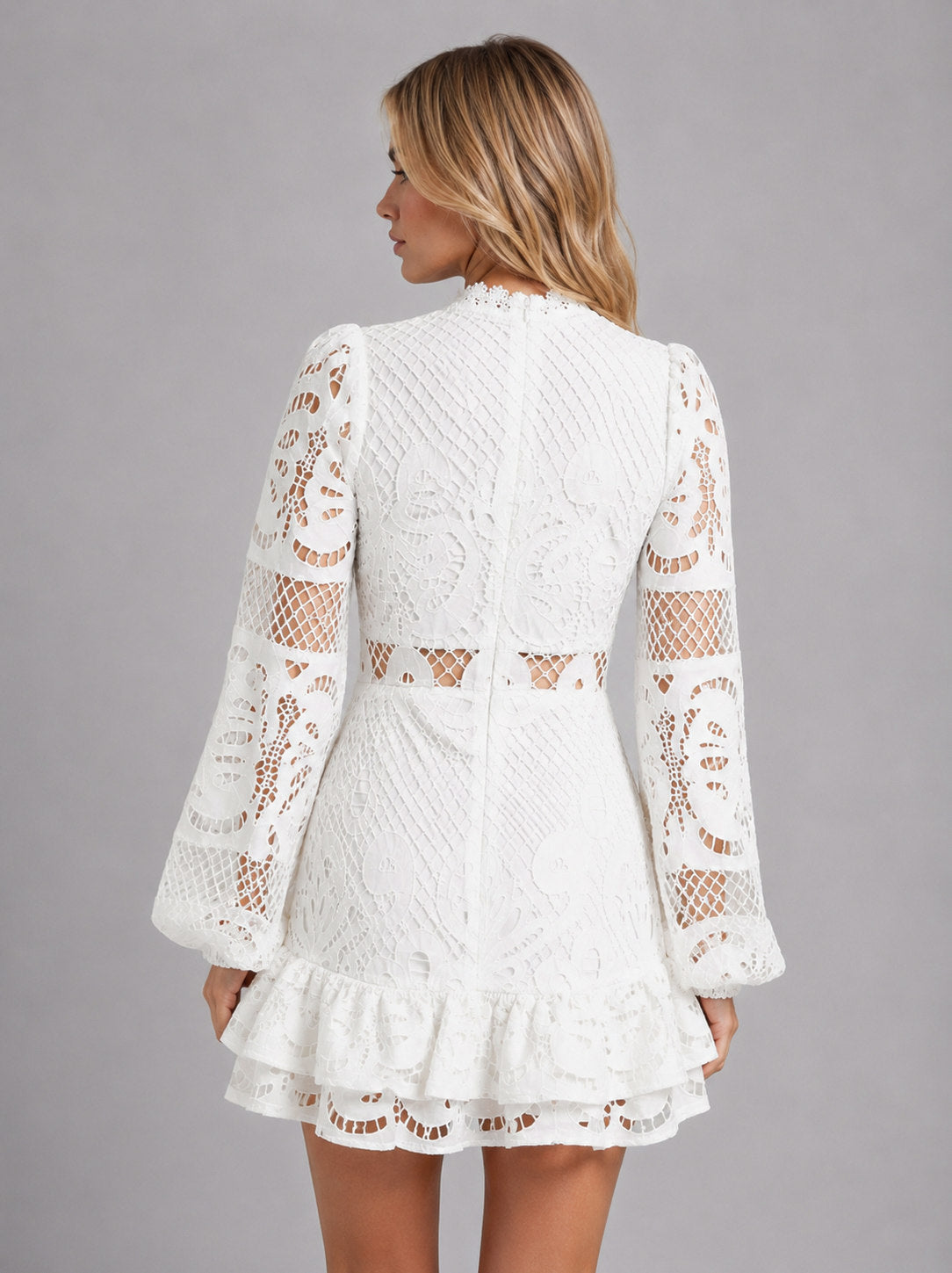 Lace High Neck Mini Dress