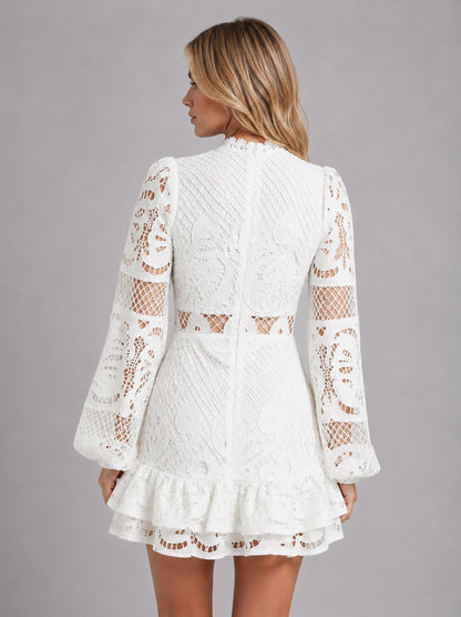 Lace High Neck Mini Dress