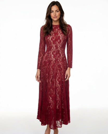 Lace Long Sleeve Midi Dress