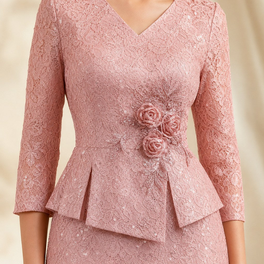Lace Peplum Midi Dress