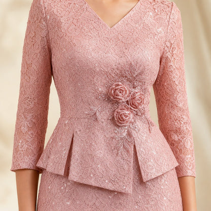 Lace Peplum Midi Dress