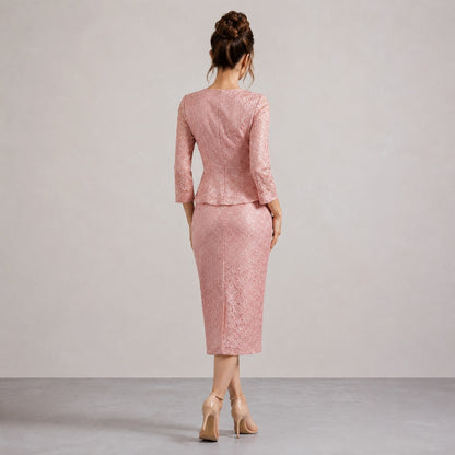Lace Peplum Midi Dress