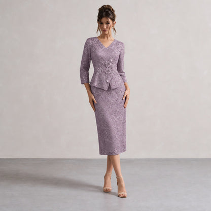Lace Peplum Midi Dress