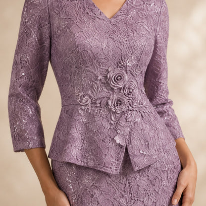 Lace Peplum Midi Dress