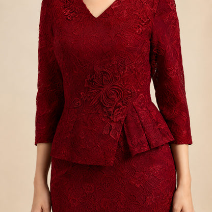 Lace Peplum Midi Dress