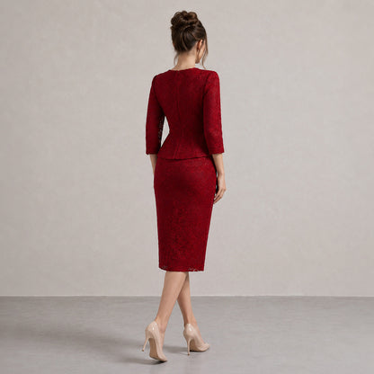 Lace Peplum Midi Dress