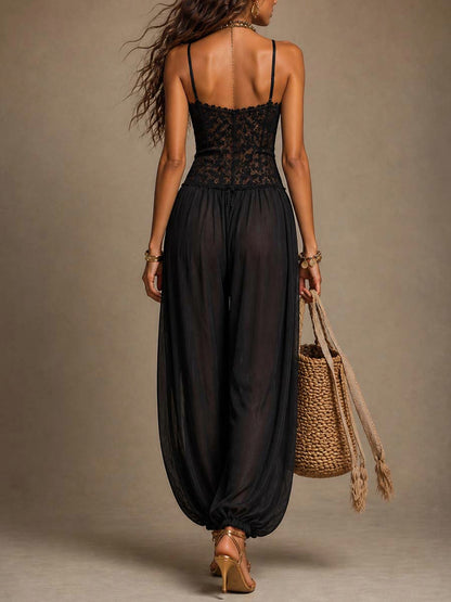 Lace Sweetheart Wide Leg Jumpsuit