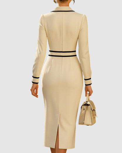 Long Sleeve Collared Midi Dress